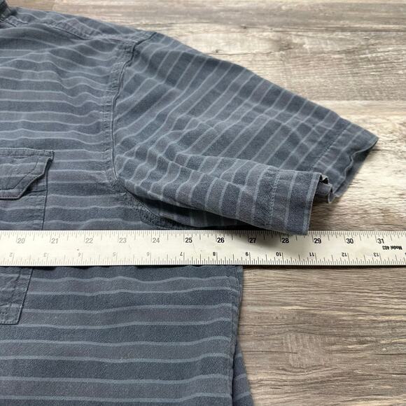 Carhartt Blue Striped Men 2XL Loose Short Sleeve Button Down Chambray Work Shirt - Picture 8 of 10